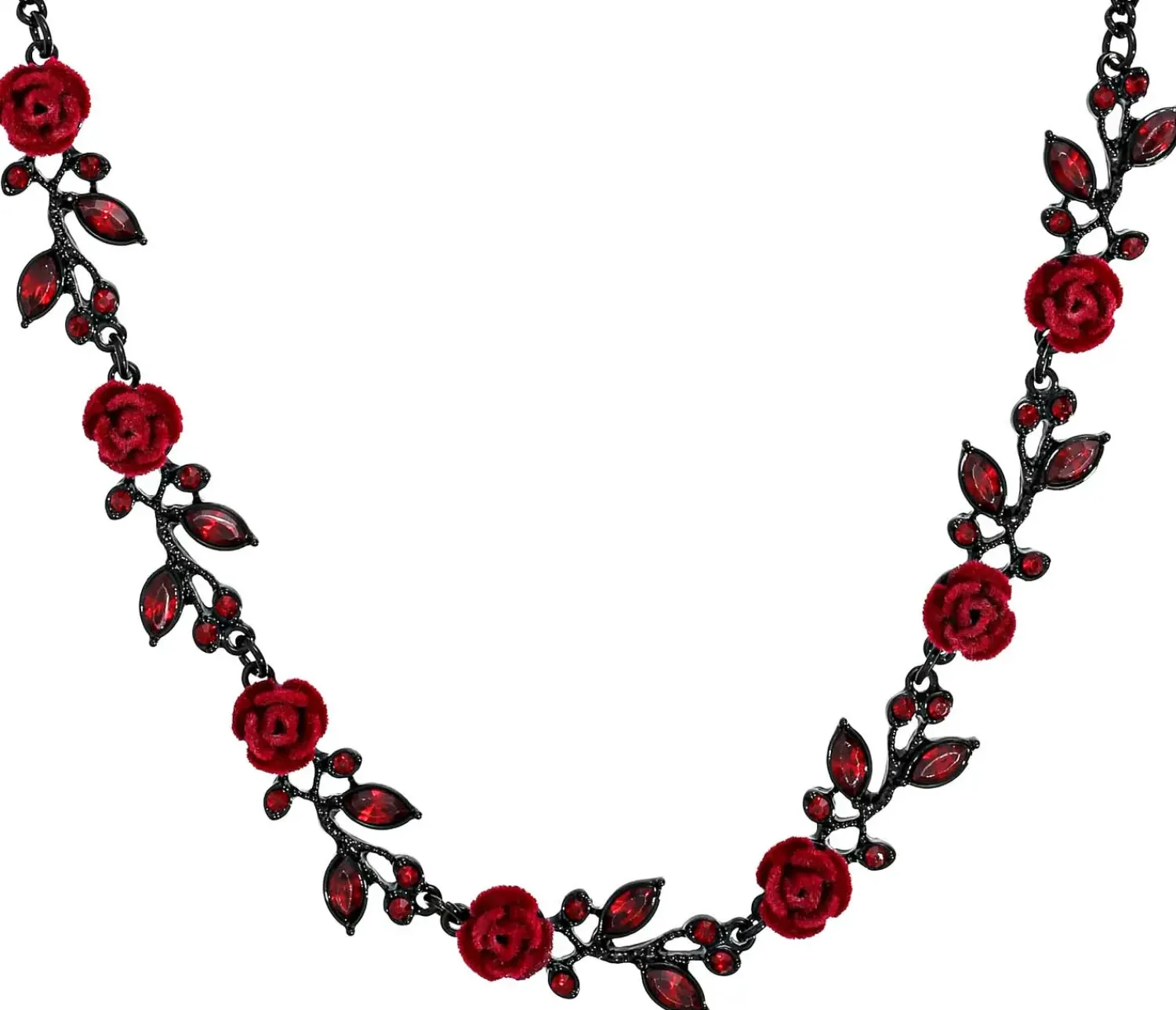 Bijou Brigitte Statement-Ketten|Blumenschmuck>Kette - Velvet Roses schwarz, rot