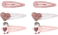 Bijou Brigitte Kinderschmuck|Haarspangen>Kinder Haarclips - Glitzer Pinguin rosa, roségold