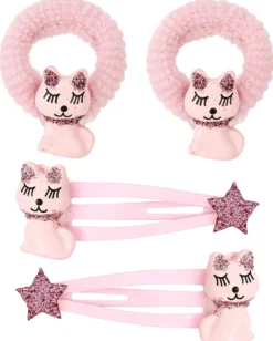 Bijou Brigitte Kinderschmuck|Haarspangen>Kinder Haarschmuck-Set - Sweet Cat rosa