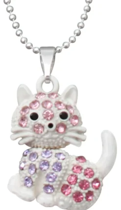 Bijou Brigitte Kinderschmuck|Bunter Schmuck>Kinder Kette - Katze rosa, mehrfarbig, silber, pink