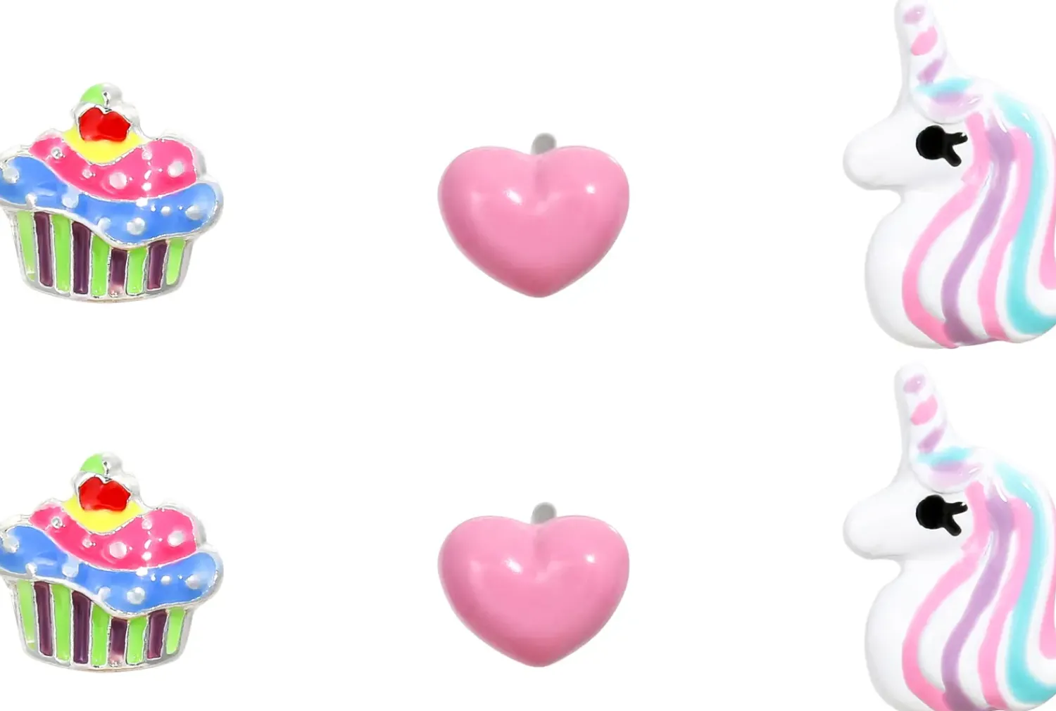 Bijou Brigitte Bunter Schmuck|Kinderschmuck>Kinder Ohrstecker-Set - Pink Charms mehrfarbig