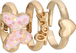 Bijou Brigitte Kinderschmuck|Ringe Gold>Kinder Ring Set - Love Trio rosa, gold