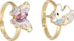 Bijou Brigitte Kinderschmuck|Ring-Sets>Kinder Ring Set - Unicorn Duo gold, mehrfarbig