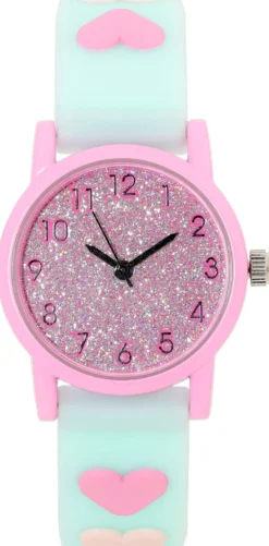 Bijou Brigitte Kinderschmuck|Uhren>Kinder Uhr - Pink Glitter rosa, türkis