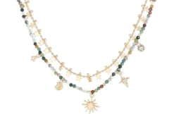 Bijou Brigitte Layering-Ketten|Boho-Schmuck>Layering Kette - Agate Stars gold, grün