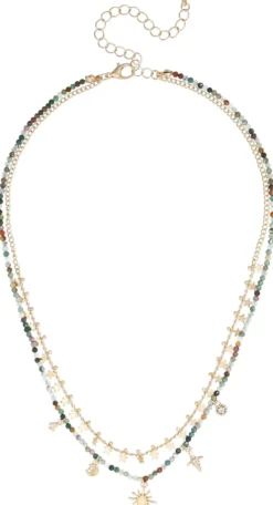 Bijou Brigitte Layering-Ketten|Boho-Schmuck>Layering Kette - Agate Stars gold, grün