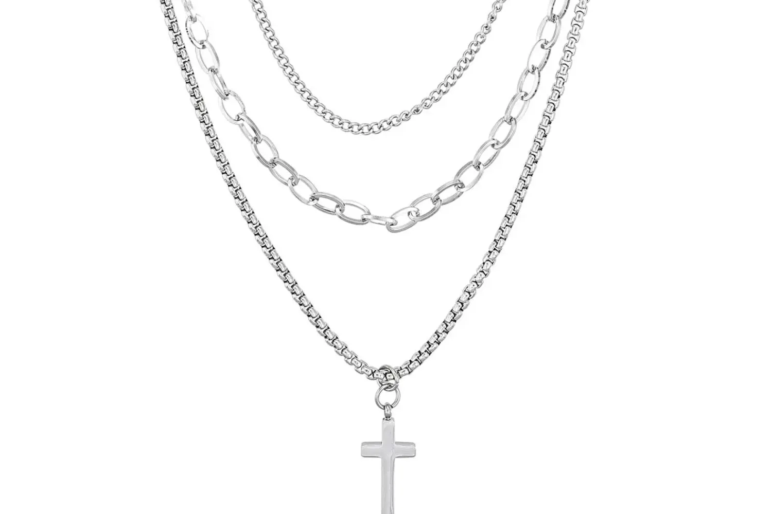 Bijou Brigitte Wasserfester Schmuck|Herrenketten>Layering Kette - Bold Cross silber