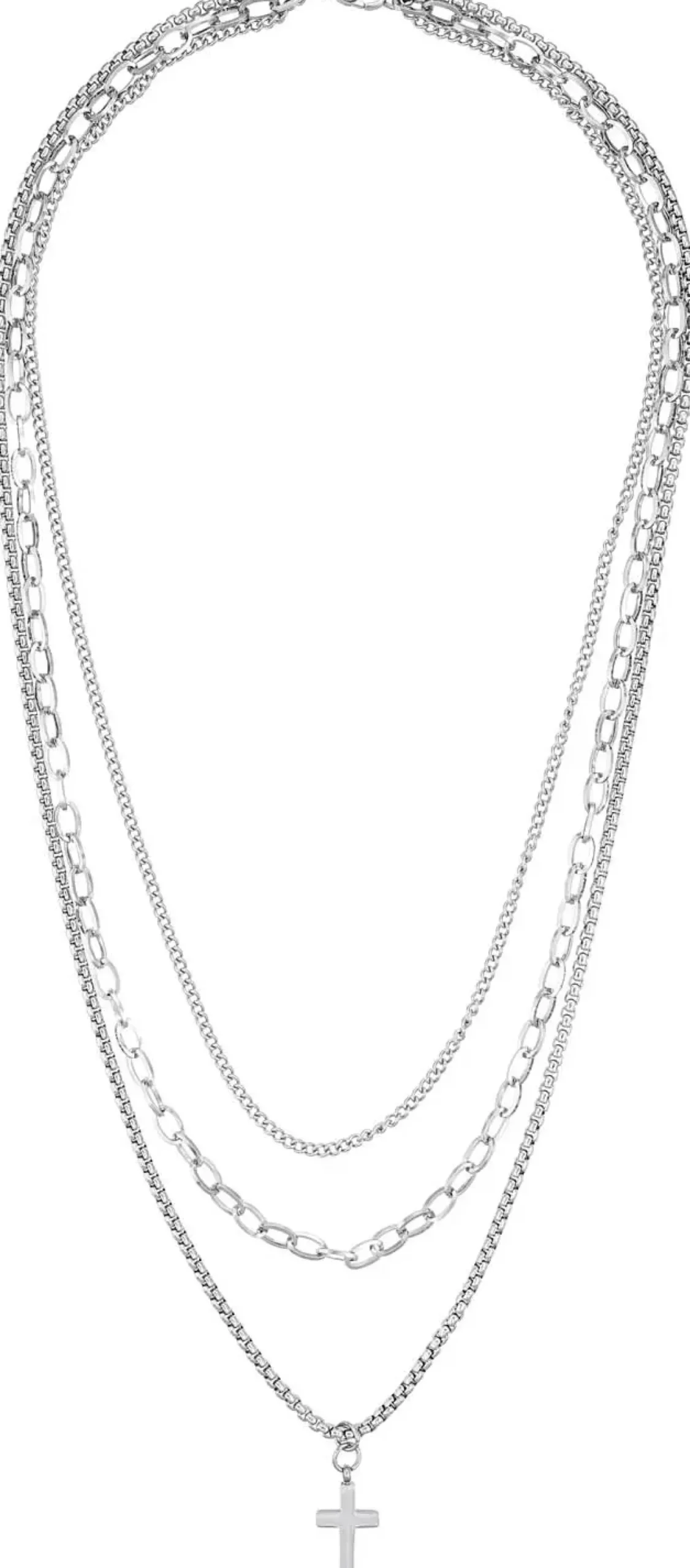 Bijou Brigitte Wasserfester Schmuck|Herrenketten>Layering Kette - Bold Cross silber