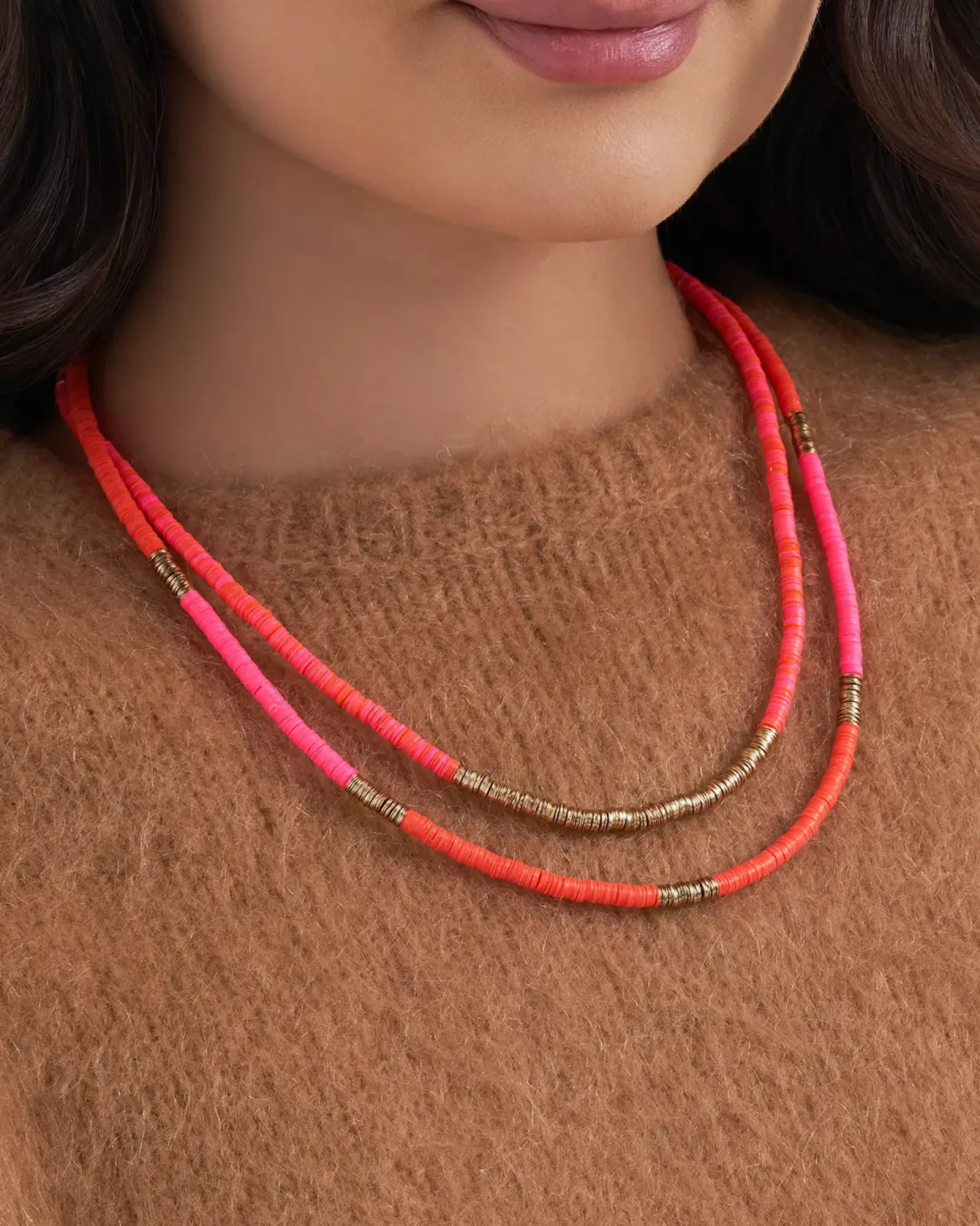 Bijou Brigitte Statement-Ketten>Layering Kette - Coral Shine rot