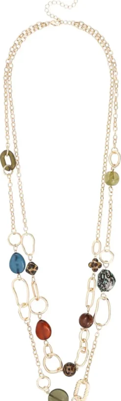 Bijou Brigitte Layering-Ketten|Ketten Gold>Layering Kette - Different Rows gold, mehrfarbig