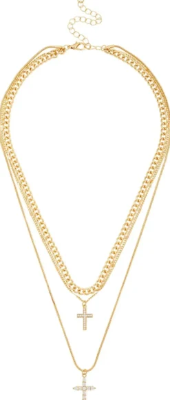 Bijou Brigitte Layering-Ketten|Ketten Gold>Layering Kette - Double Cross gold