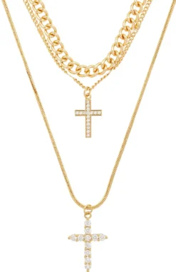 Bijou Brigitte Layering-Ketten|Ketten Gold>Layering Kette - Double Cross gold