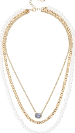 Bijou Brigitte Layering-Ketten|Perlenschmuck>Layering-Kette - Elegant Crystal gold, weiß