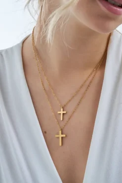 Bijou Brigitte Edelstahlschmuck In Gold|Layering-Ketten>Layering Kette - Glossy Cross gold