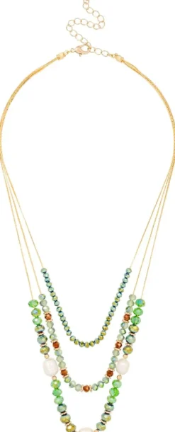 Bijou Brigitte Layering-Ketten|Boho-Schmuck>Layering Kette - Green Beads gold, grün