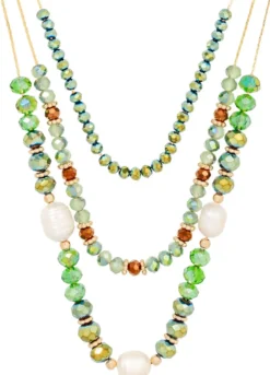 Bijou Brigitte Layering-Ketten|Boho-Schmuck>Layering Kette - Green Beads gold, grün