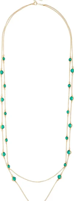 Bijou Brigitte Layering-Ketten|Ketten Gold>Layering Kette - Green Marble gold, grün