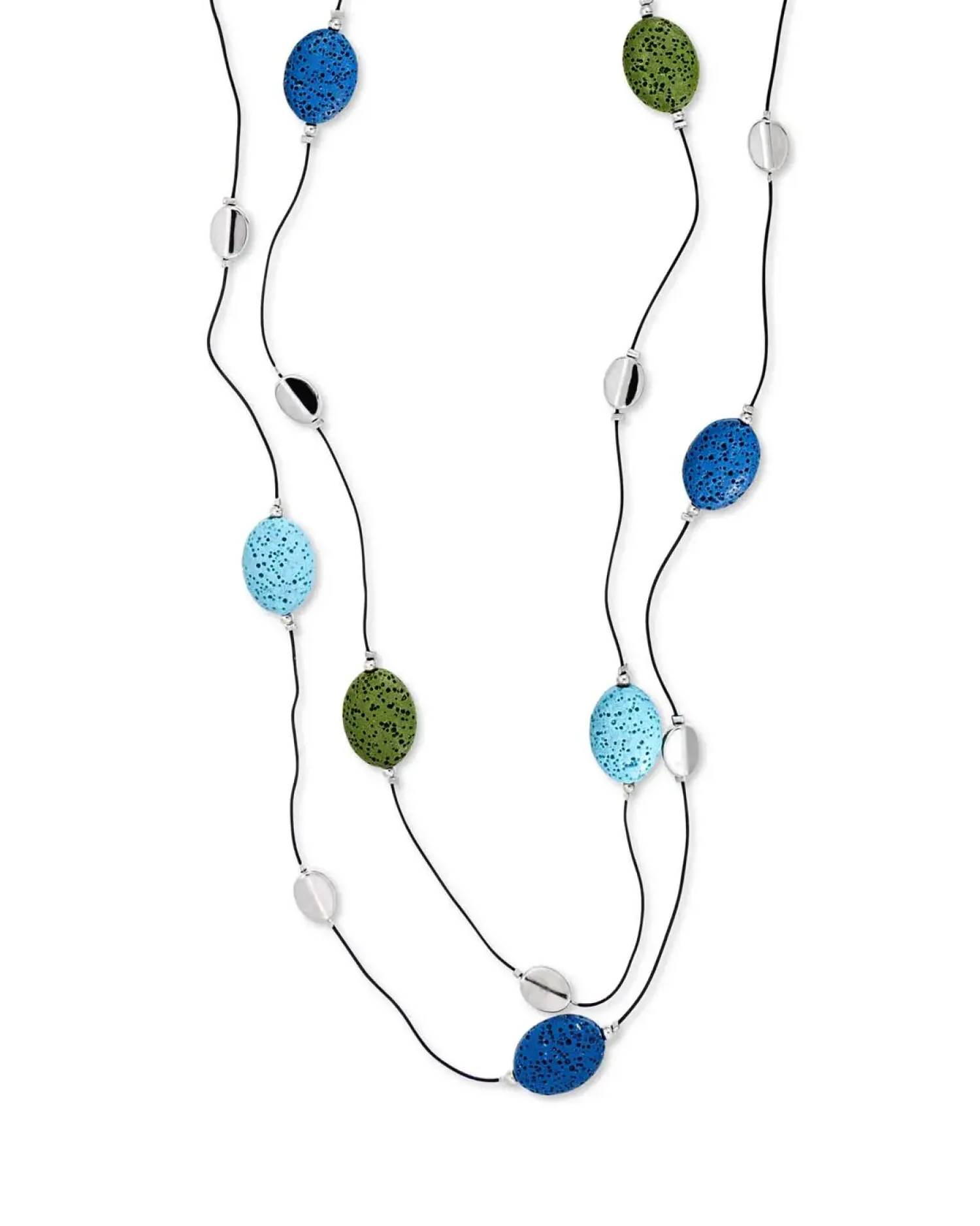 Bijou Brigitte Layering-Ketten>Layering Kette - Lava Ovals schwarz, blau