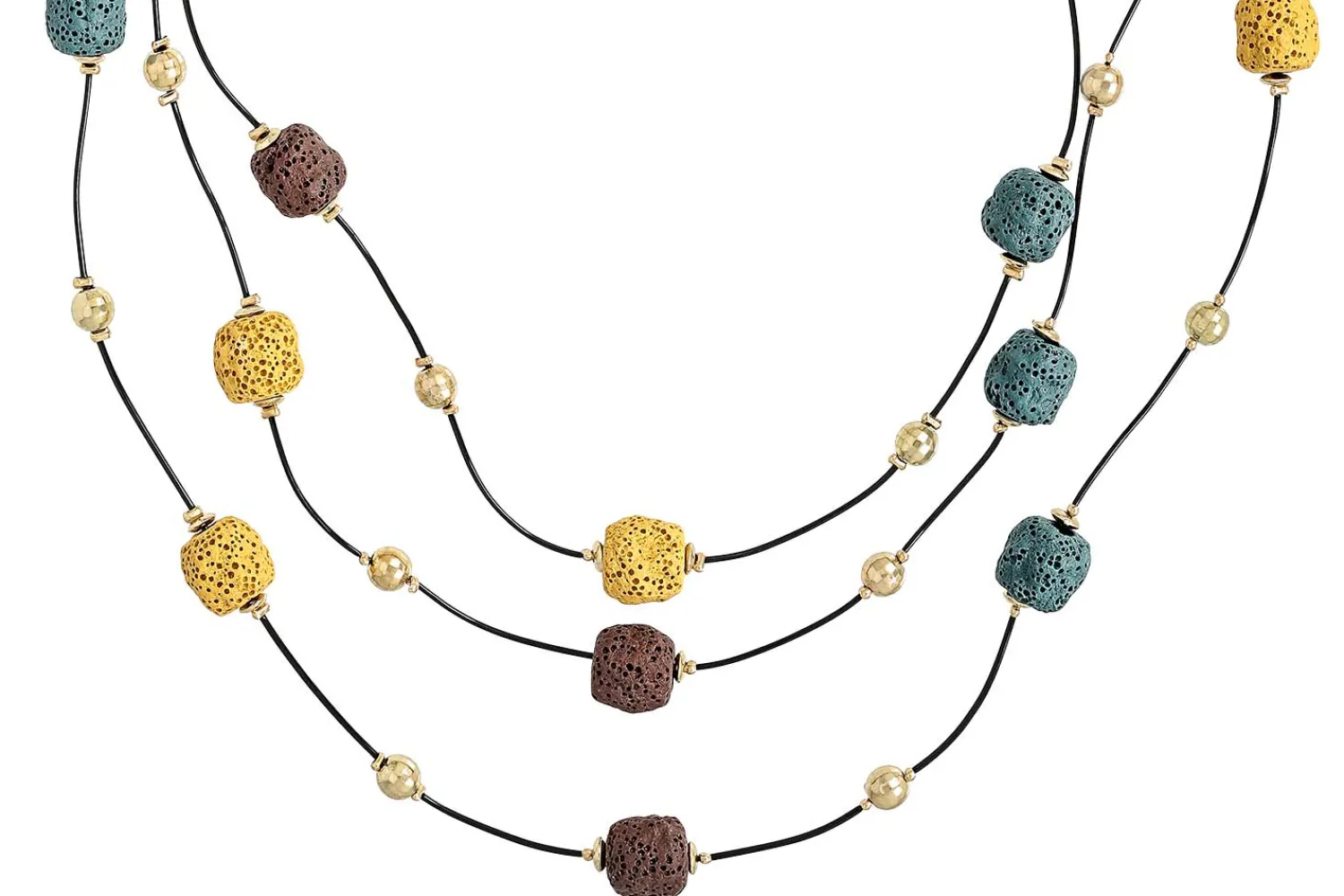 Bijou Brigitte Layering-Ketten|Statement-Ketten>Layering Kette - Lava Stone mehrfarbig