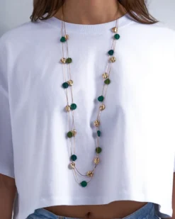 Bijou Brigitte Layering-Ketten|Boho-Schmuck>Layering Kette - Leaf Plates gold, grün