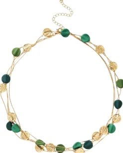 Bijou Brigitte Layering-Ketten|Boho-Schmuck>Layering Kette - Leaf Plates gold, grün