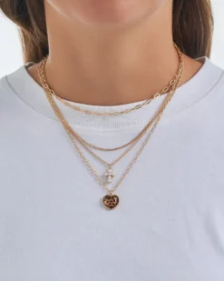 Bijou Brigitte Layering-Ketten|Ketten Gold>Layering Kette - Leo Heart braun, gold