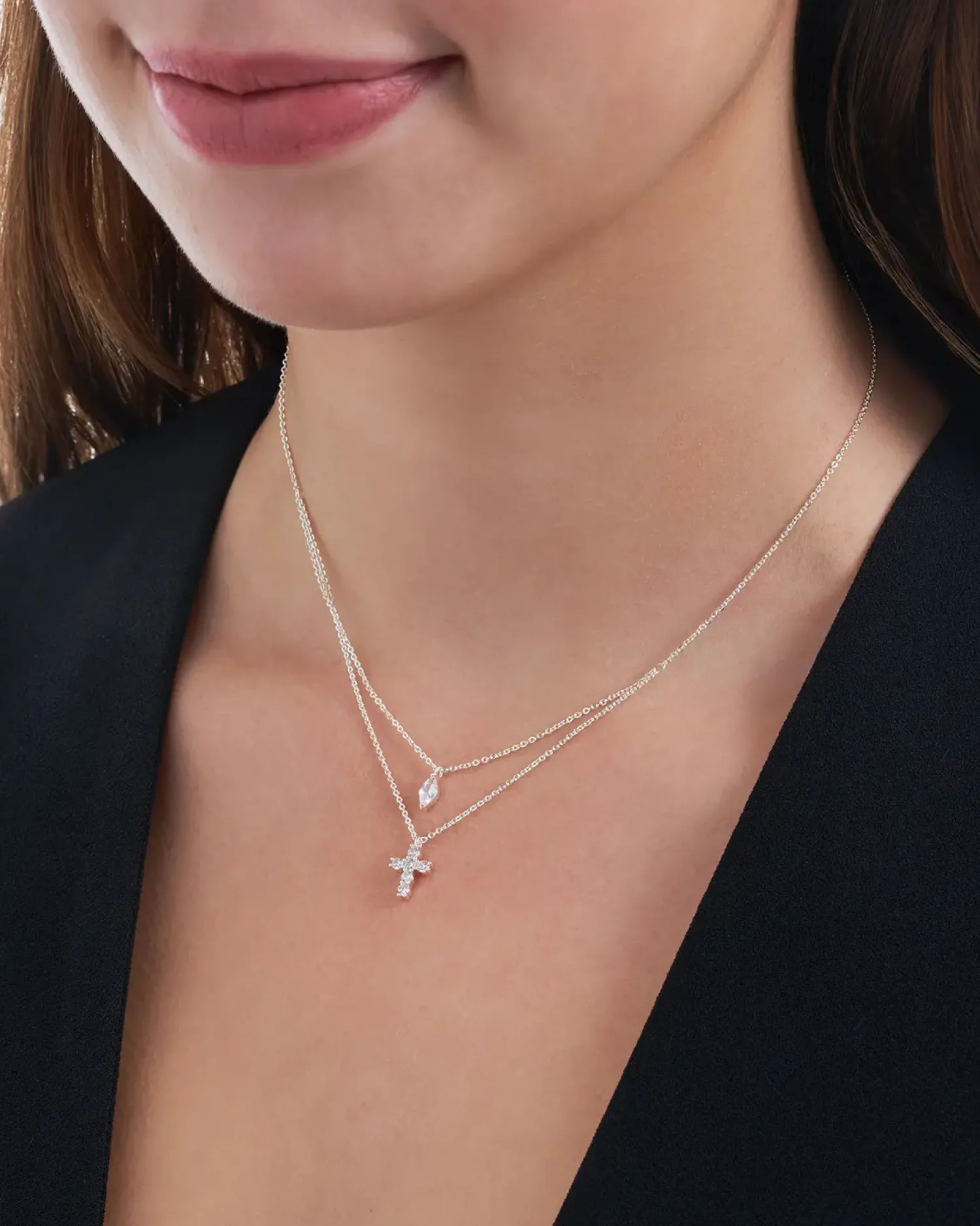 Bijou Brigitte Layering-Ketten>Layering Kette - Luminous Cross silber