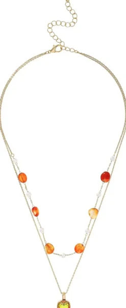 Bijou Brigitte Layering-Ketten|Boho-Schmuck>Layering Kette - Orange Agate gold, orange