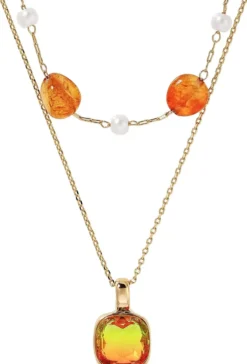 Bijou Brigitte Layering-Ketten|Boho-Schmuck>Layering Kette - Orange Agate gold, orange