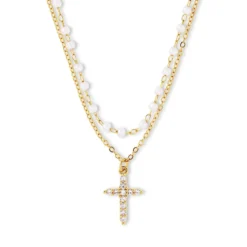 Bijou Brigitte Layering-Ketten|Ketten Gold>Layering Kette - Pearly Cross gold