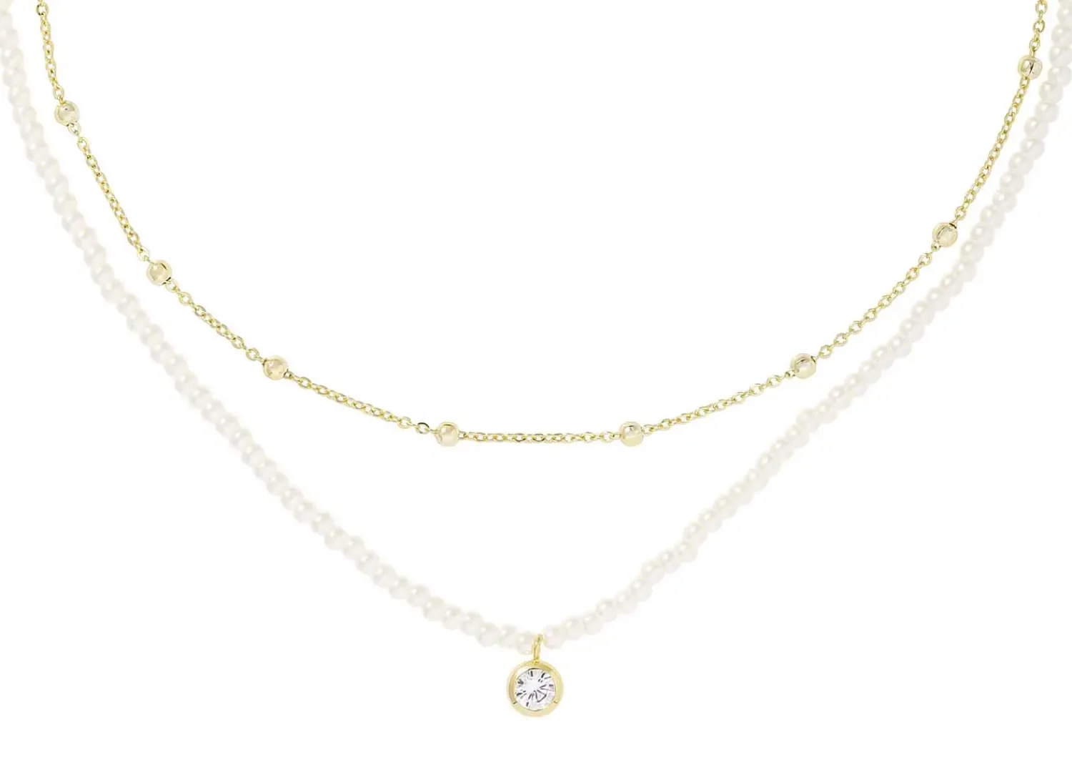 Bijou Brigitte Layering-Ketten|Perlenschmuck>Layering Kette - Pearly Perfection gold, weiß