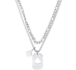 Bijou Brigitte Layering-Ketten|Herrenketten>Layering Kette - Poker Card silber