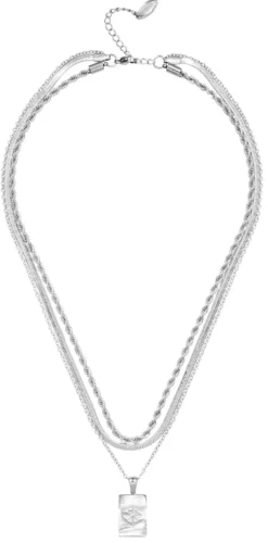 Bijou Brigitte Layering-Ketten|Edelstahlketten>Layering Kette - Rectangle Steel silber