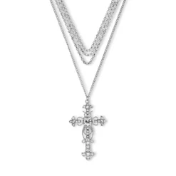 Bijou Brigitte Layering-Ketten>Layering Kette - Rhinestone Cross silber