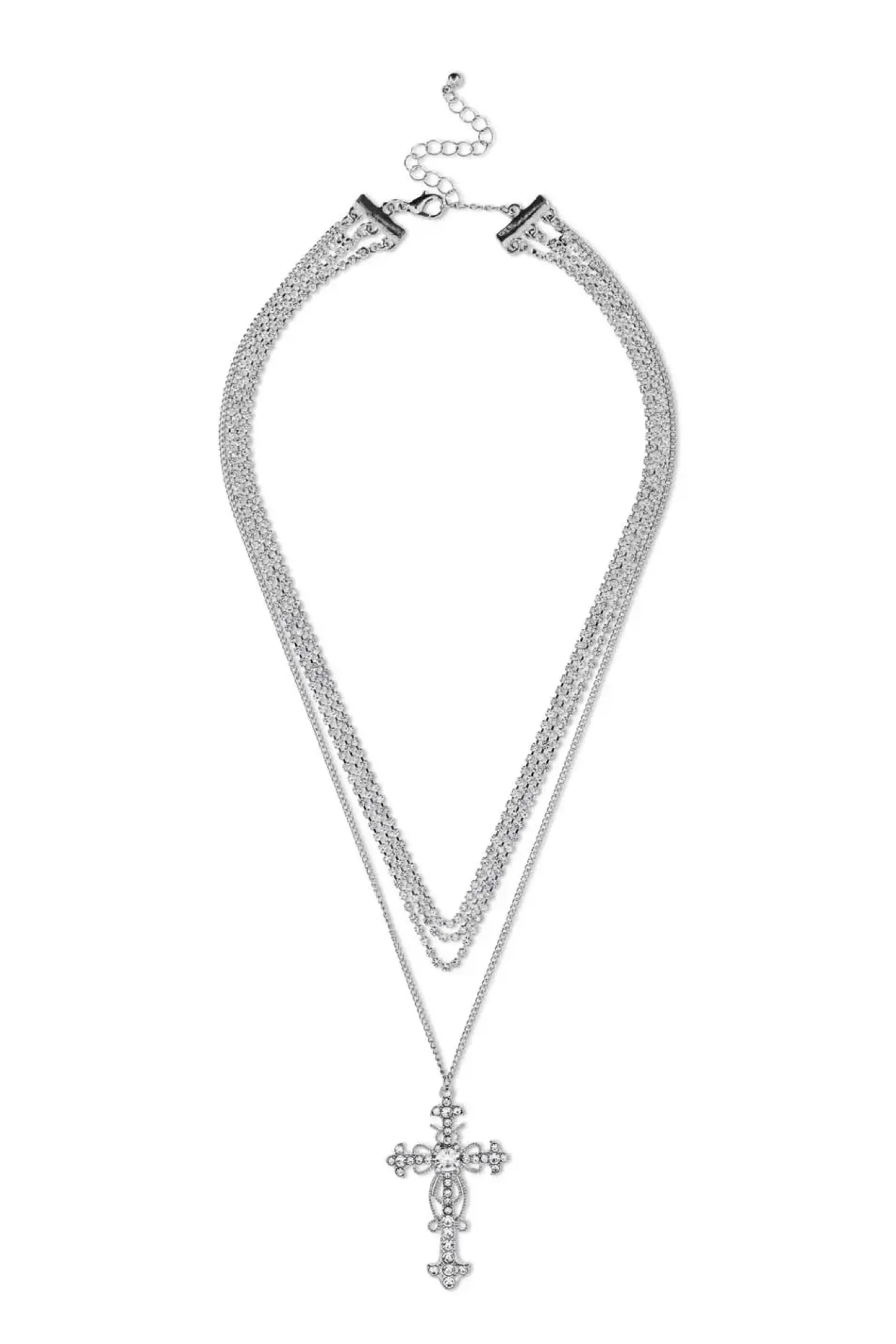 Bijou Brigitte Layering-Ketten>Layering Kette - Rhinestone Cross silber