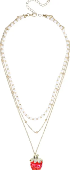 Bijou Brigitte Layering-Ketten|Ketten Gold>Layering Kette - Shiny Strawberry gold, rot