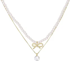 Bijou Brigitte Layering-Ketten|Perlenschmuck>Layering Kette - Small Bow gold, weiß