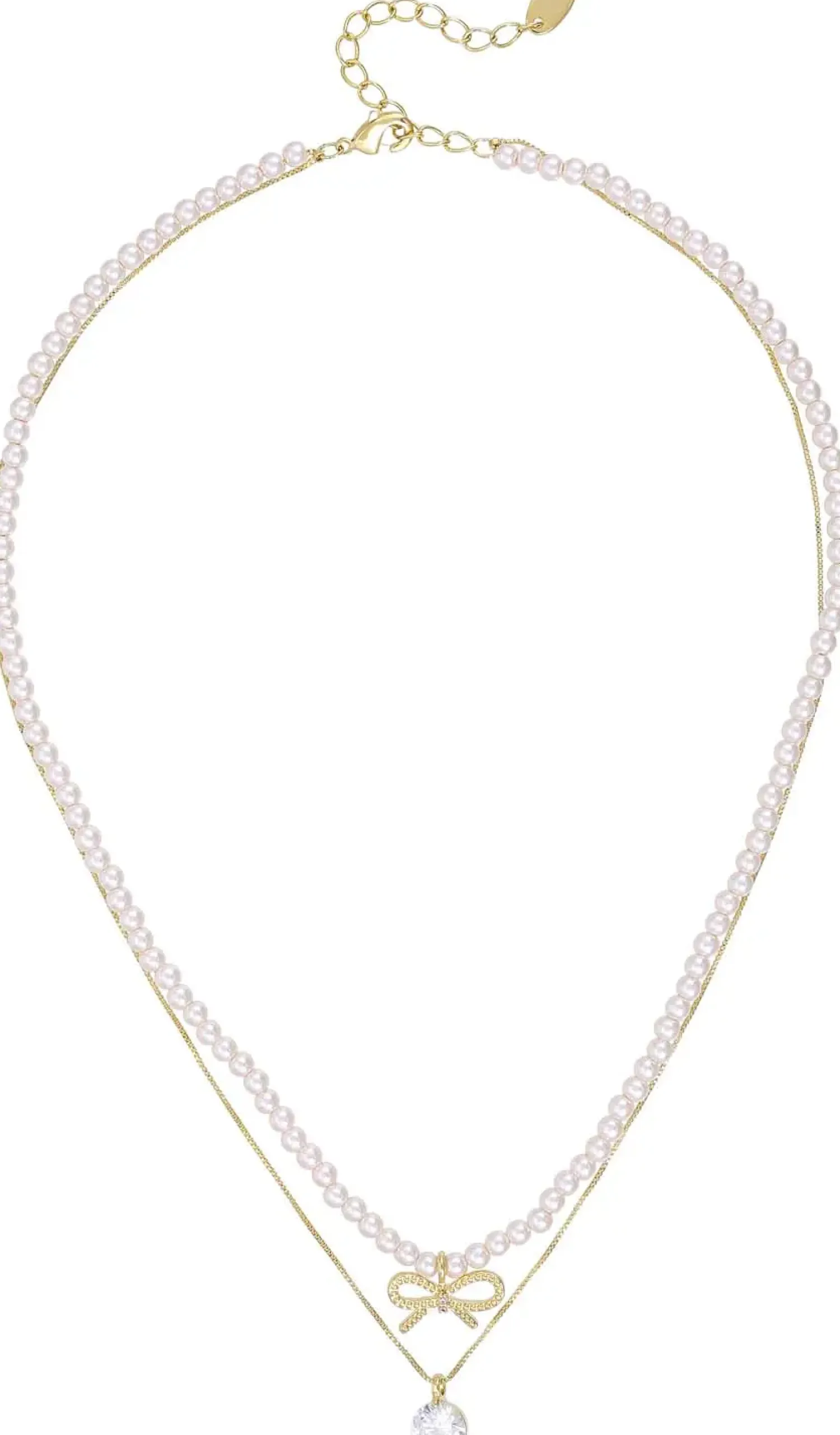 Bijou Brigitte Layering-Ketten|Perlenschmuck>Layering Kette - Small Bow gold, weiß