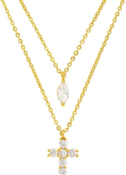 Bijou Brigitte Layering-Ketten|Ketten Gold>Layering Kette - Sparkling Cross gold