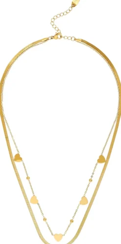 Bijou Brigitte Edelstahlschmuck In Gold|Layering-Ketten>Layering Kette - Steel Hearts gold