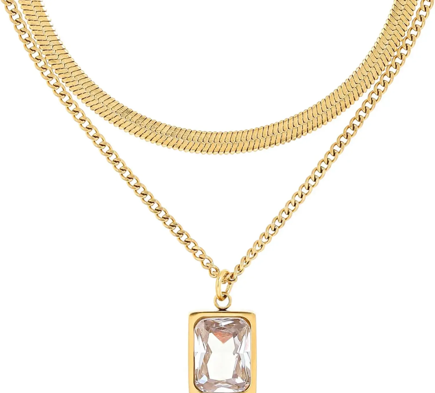 Bijou Brigitte Edelstahlschmuck In Gold|Layering-Ketten>Layering Kette - Steel Rectangle gold