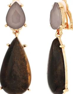 Bijou Brigitte Clips>Ohrclips - Gem Teardrops braun