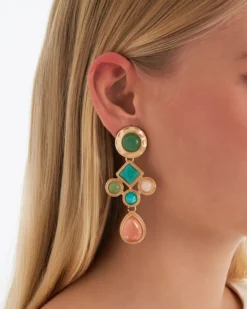 Bijou Brigitte Ohrringe Gold|Clips>Ohrclips - Geometric Vintage gold, mehrfarbig