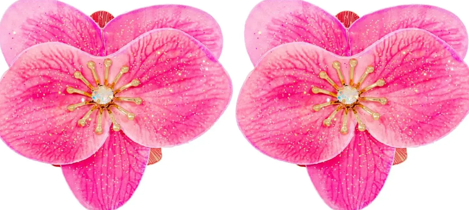 Bijou Brigitte Clips|Blumenschmuck>Ohrclips - Glitter Bloom pink