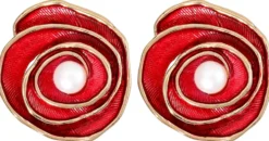 Bijou Brigitte Clips|Blumenschmuck>Ohrclips - Rose Spiral rot