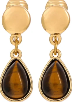 Bijou Brigitte Ohrringe Gold|Clips>Ohrclips - Tiger Eye braun, gold