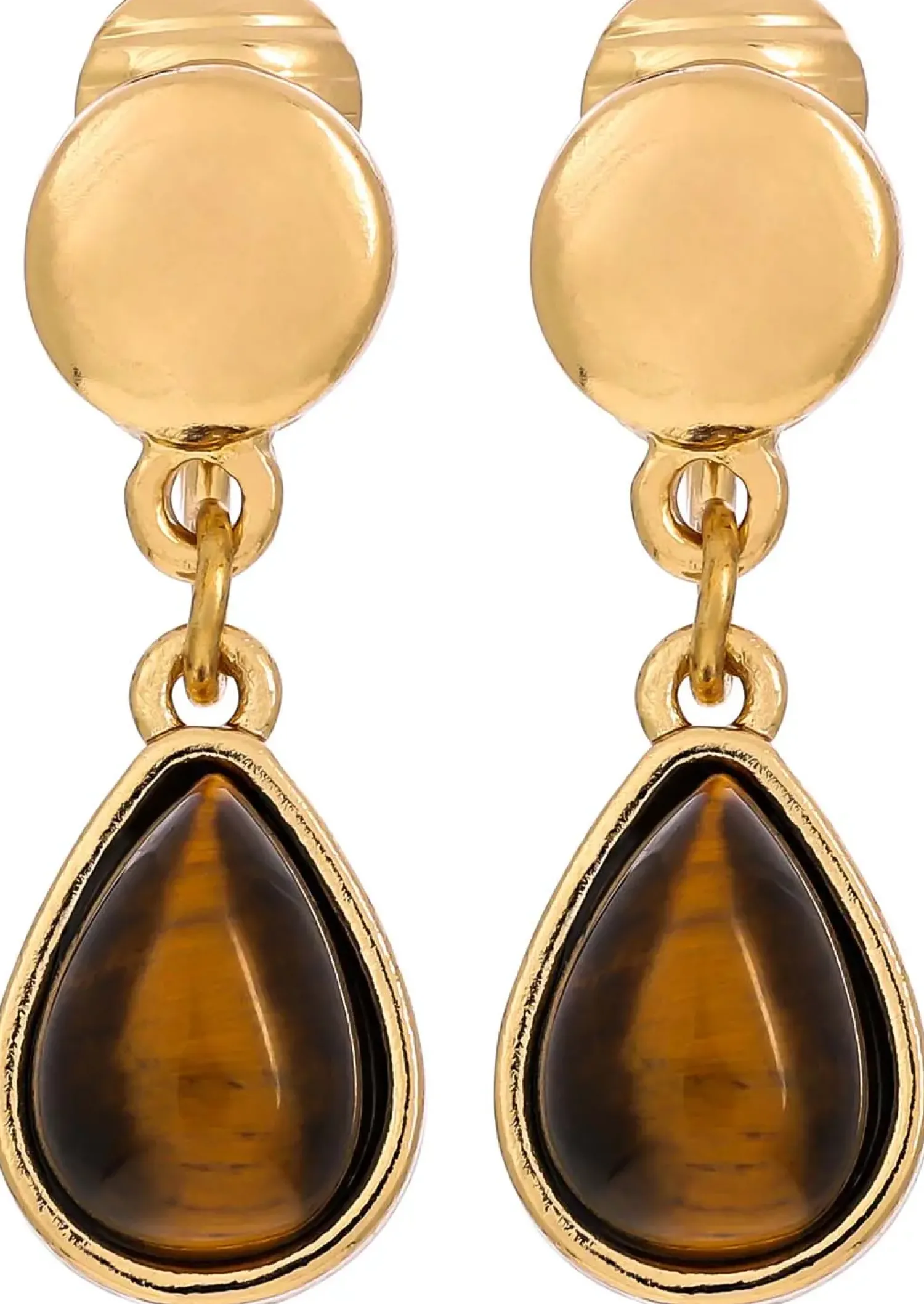 Bijou Brigitte Ohrringe Gold|Clips>Ohrclips - Tiger Eye braun, gold