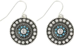 Bijou Brigitte Boho-Schmuck|Bunter Schmuck>Ohrhänger - Bluish Circle türkis, mehrfarbig