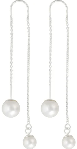 Bijou Brigitte Perlenschmuck|Brautohrringe>Ohrhänger - Chain Style weiß, silber