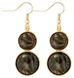 Bijou Brigitte Ohrringe Gold>Ohrhänger - Grey Labradorite gold, grau